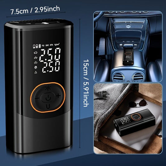 Portable air compressor for tires with digital pressure gauge, 150PSI rechargeable battery, LED light, V1102-HYQB001