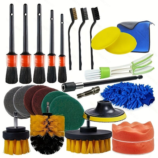 26-piece full function car detailing kit with drill brush and wheel cleaner - Heavy-duty manual and V1102-HYQJ001