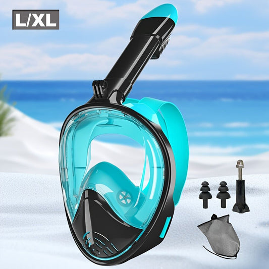 S/M Full-face silicone snorkeling mask, full-dry panoramic snorkeling mirror, camera bracket, large frame V1102-HYQSMZ01-HL-S/M