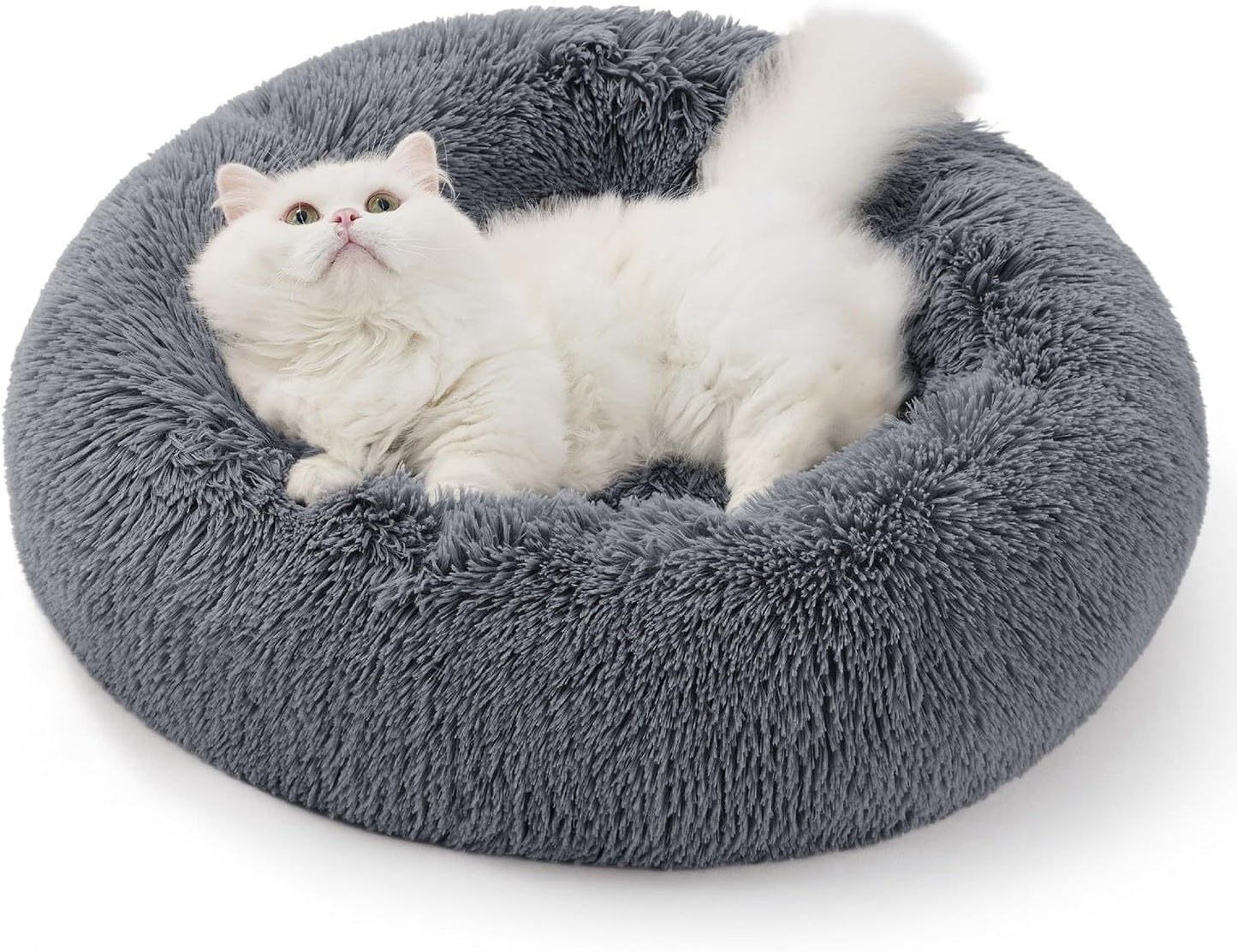 Calming Donut Cat Bed - Fluffy Plush Round Pet Bed, Suitable for Kittens and Puppies, Washable, V1102-HYSC001