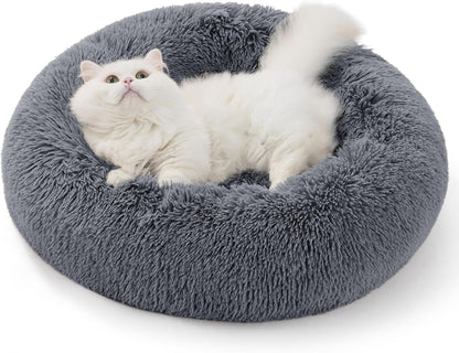 Calming Donut Cat Bed - Fluffy Plush Round Pet Bed, Suitable for Kittens and Puppies, Washable, V1102-HYSC001