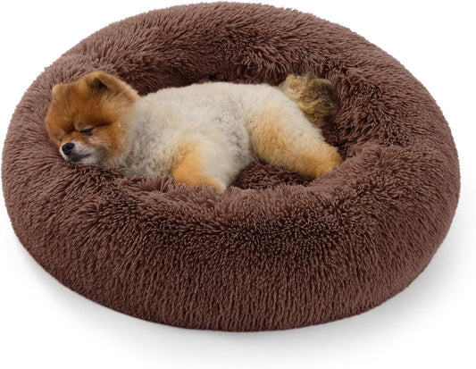 Calming Donut Cat Bed - Fluffy Plush Round Pet Bed, Suitable for Indoor Cats and Small Dogs, Washable, V1102-HYSC005