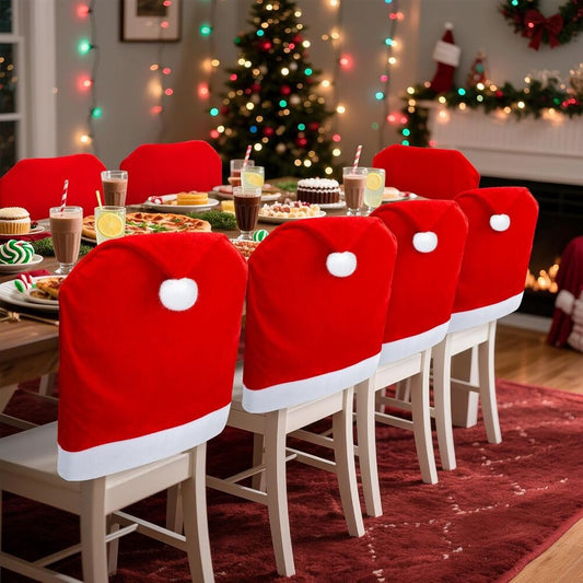 16-piece Christmas chair set-holiday red Christmas hat pattern, suitable for holiday dinners and party V1102-HYSDYM01