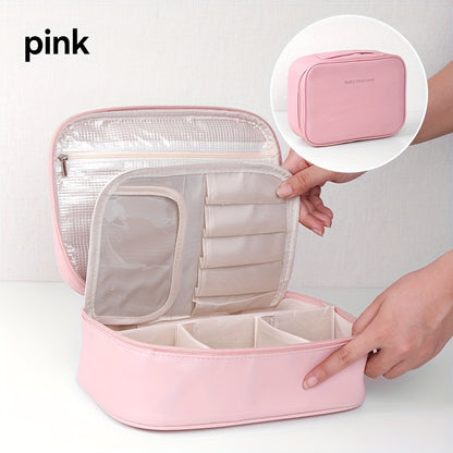 High-capacity multi-layer travel makeup organizer, featuring removable compartments and a brush holder-a V1102-HZSNB003