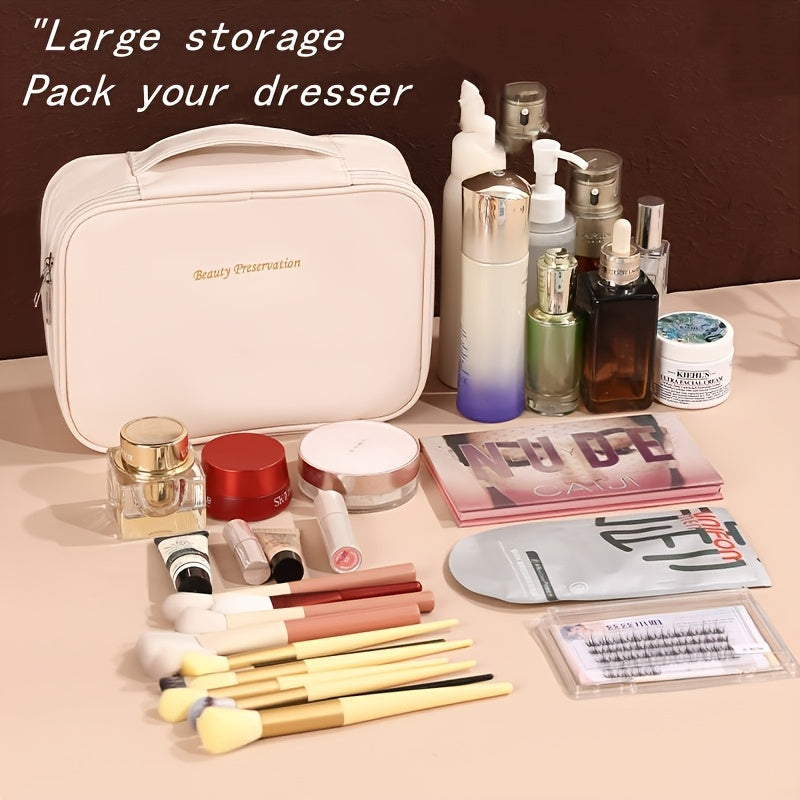 High-capacity multi-layer travel makeup organizer, featuring removable compartments and a brush holder-a V1102-HZSNB003