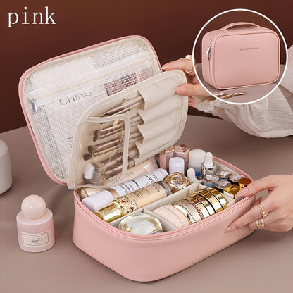 High-capacity multi-layer travel makeup organizer, featuring removable compartments and a brush holder-a V1102-HZSNB005