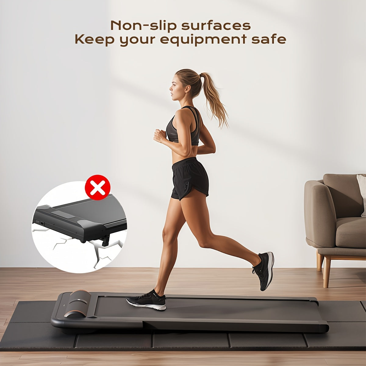 Thickened Foldable Fitness Mat|Anti-Slip Home Exercise Mat for Treadmill and Yoga, Multi-Functional Silent V1102-JSD001