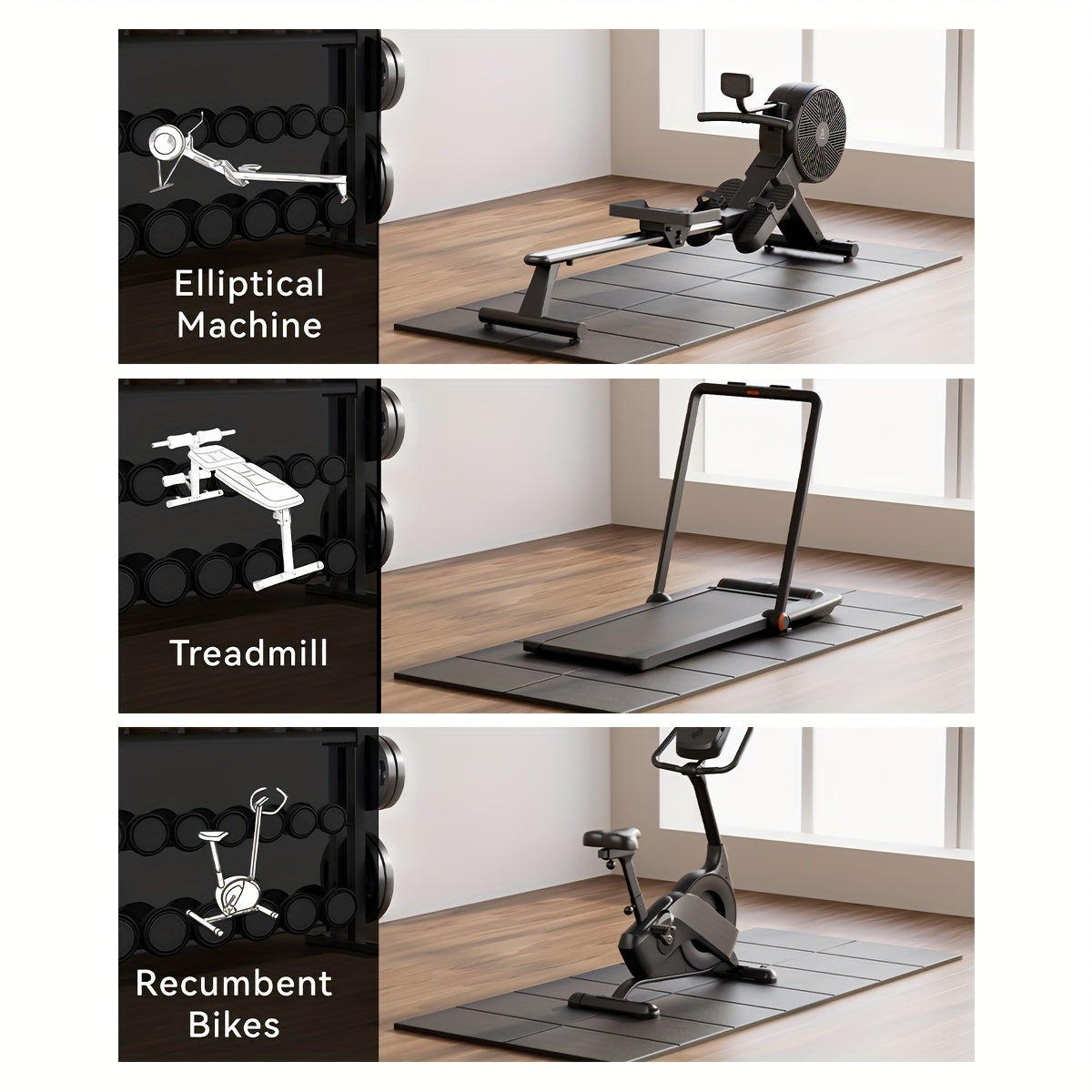 Thickened Foldable Fitness Mat|Anti-Slip Home Exercise Mat for Treadmill and Yoga, Multi-Functional Silent V1102-JSD001