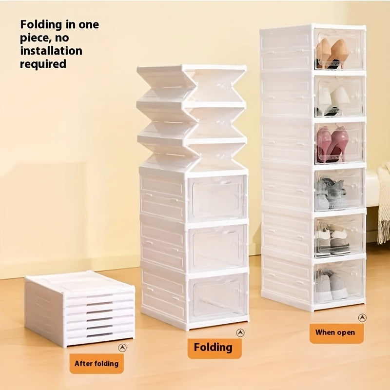 6-Tier Stackable Shoe Storage Box Set, featuring easy-access front-opening waterproof transparent plastic V1102-KDDXNSNH002