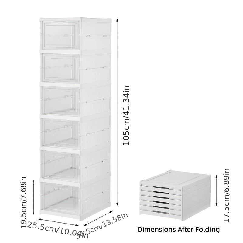 6-Tier Stackable Shoe Storage Box Set, featuring easy-access front-opening waterproof transparent plastic V1102-KDDXNSNH002