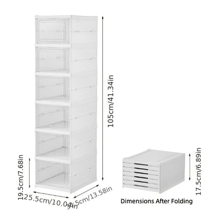 6-Tier Stackable Shoe Storage Box Set, featuring easy-access front-opening waterproof transparent plastic V1102-KDDXNSNH002