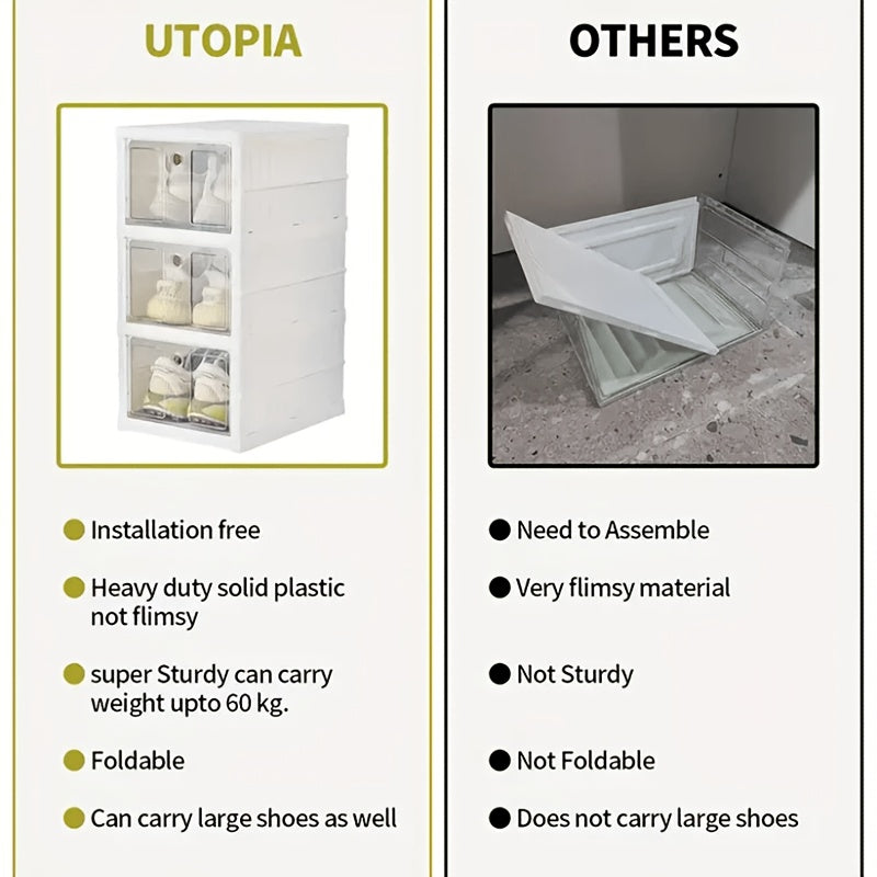 6-Tier Stackable Shoe Storage Box Set, featuring easy-access front-opening waterproof transparent plastic V1102-KDDXNSNH002