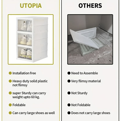 6-Tier Stackable Shoe Storage Box Set, featuring easy-access front-opening waterproof transparent plastic V1102-KDDXNSNH002
