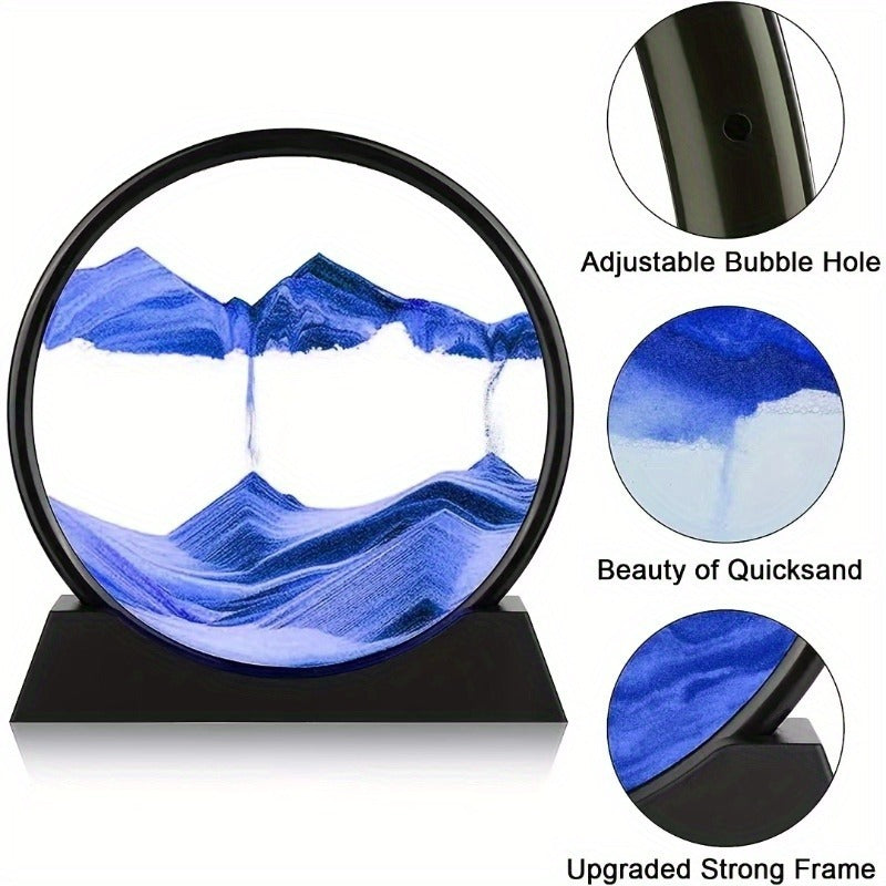 Flowing Sand Art: Adjustable Speed, New Scenery with Every Turn, Calming and Pleasing to the Eye(BLUE) V1102-LDSH001