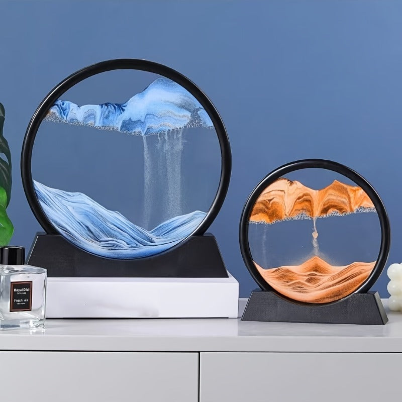 Flowing Sand Art: Adjustable Speed, New Scenery with Every Turn, Calming and Pleasing to the Eye(BLUE) V1102-LDSH001
