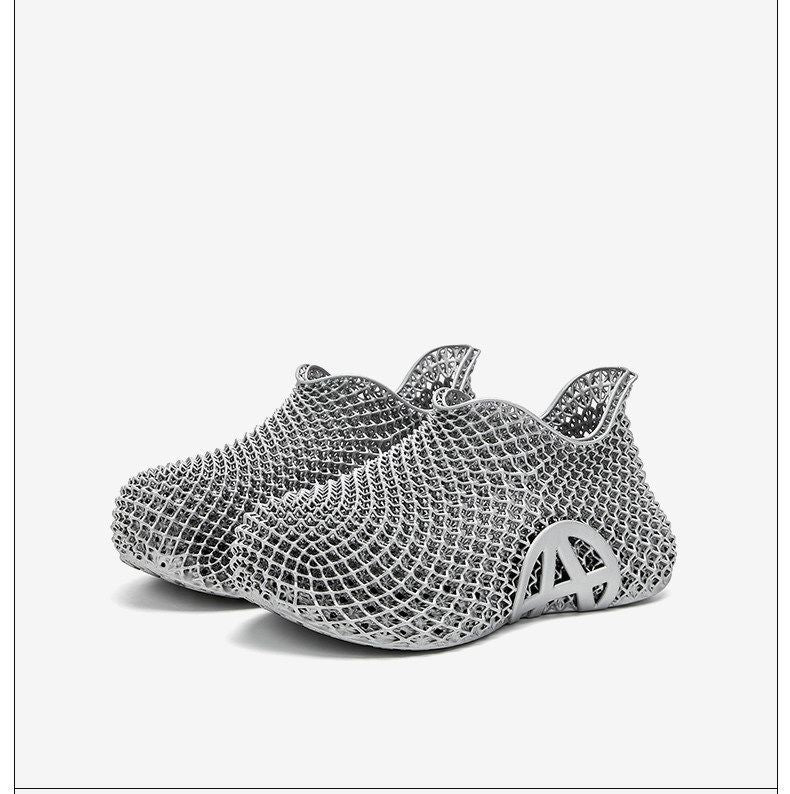 3d Printed Running Shoes Lightweight Running Shoes Breathable Sneakers Custom - Beige - Size 7(AU7/EU40)