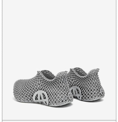 3d Printed Running Shoes Lightweight Running Shoes Breathable Sneakers Custom - Silver - Size 7(AU7/EU40)