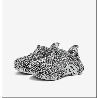 3d Printed Running Shoes Lightweight Running Shoes Breathable Sneakers Custom - Silver - Size 9(AU9/EU42)