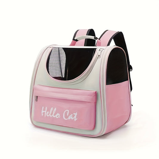 Hello Cat Nylon Pet Backpack, Large Capacity Foldable Travel Carrier with Zipper Closure, Easy Access for V1102-MBB002