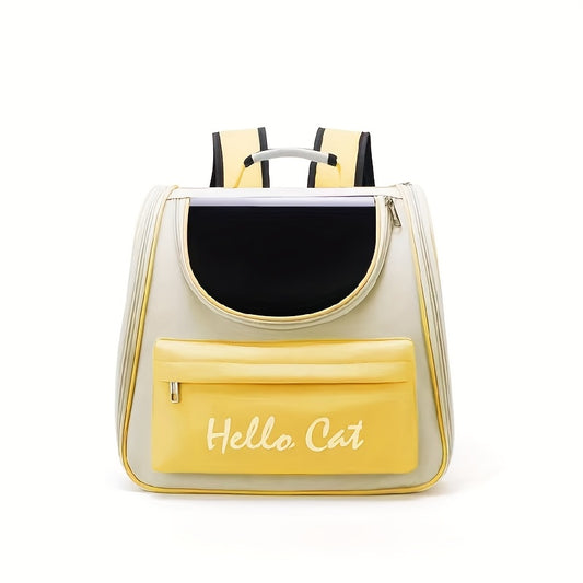 Hello Cat Nylon Pet Backpack, Large Capacity Foldable Travel Carrier with Zipper Closure, Easy Access for V1102-MBB003