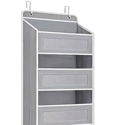 Storage Marvel in Black & Gray - 3-Tier Over-the-Door Organizer with 3 Large Pockets. Sturdy and Anti-Tip V1102-MHSND002