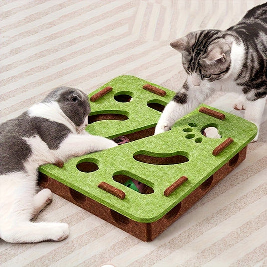 Interactive Cat Fun Box with Paw Print Design for Digging and Climbing, Includes 2 Hidden Balls, Made of V1102-MMZHWJ002