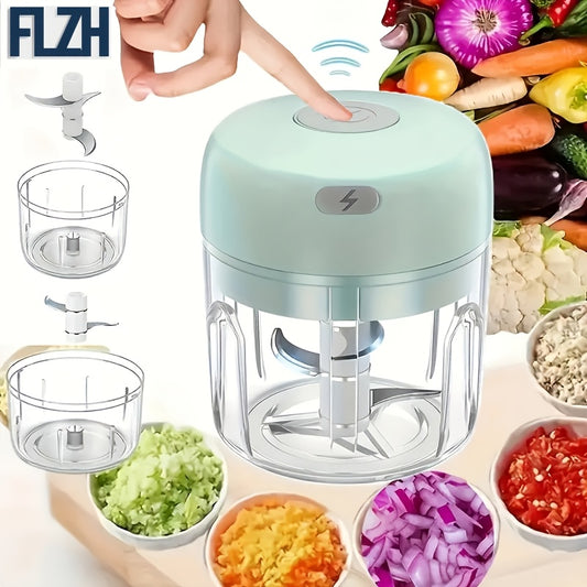 GREEN Mini Electric Garlic Chopper, Meat Grinder, and Vegetable Chopper, USB Rechargeable Mini Food Blender, V1102-MNXMJ001
