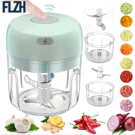 GREEN Mini Electric Garlic Chopper, Meat Grinder, and Vegetable Chopper, USB Rechargeable Mini Food Blender, V1102-MNXMJ001