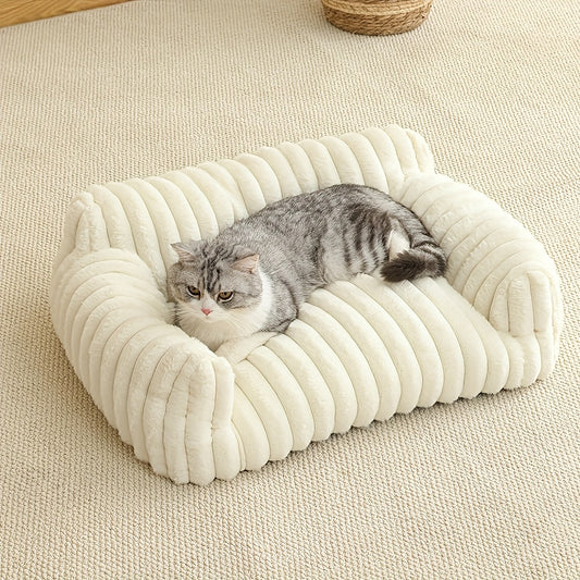 white Comfortable Cat Sofa, Cute and Soft Cat Bed, Cat House Breathable Cat Sleeping Basket, Suitable for V1102-MSF001