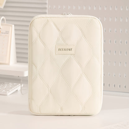 (beige)**BEENLOVE Tablet Storage Bag: 180 degrees Full-Open Independent Compartment, Shockproof & Portable, V1102-PBSND002