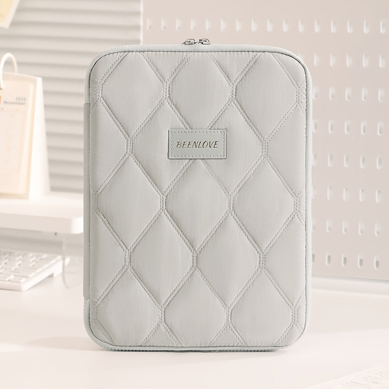 (beige)**BEENLOVE Tablet Storage Bag: 180 degrees Full-Open Independent Compartment, Shockproof & Portable, V1102-PBSND002