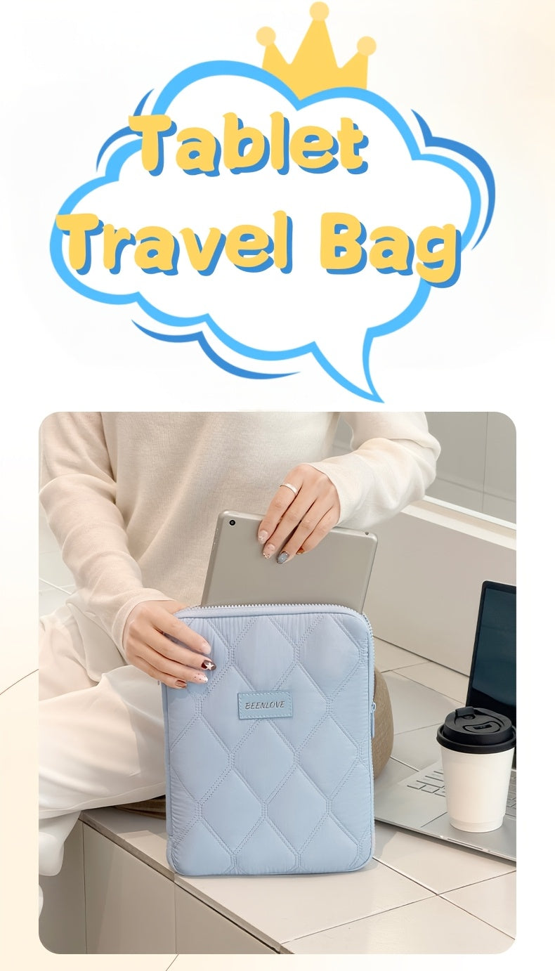 (blue)**BEENLOVE Tablet Storage Bag: 180 degrees Full-Open Independent Compartment, Shockproof & Portable, V1102-PBSND003