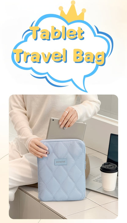(grey)**BEENLOVE Tablet Storage Bag: 180 degrees Full-Open Independent Compartment, Shockproof & Portable, V1102-PBSND004