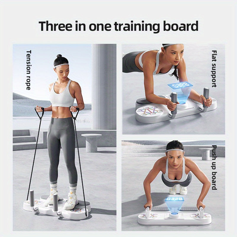 (WHITE)Three-in-One Training Board: Push-Ups, Planks & Resistance Band Workouts - Your All-in-One Home V1102-PBZC001