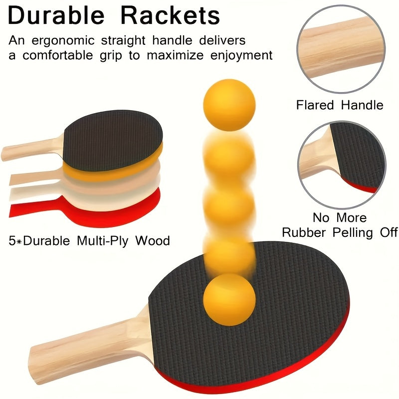 Easy-to-Install Durable Racket: 3-Step Assembly, 5-Layer Composite Wood, Ergonomic Non-Slip Grip for V1102-PPQW001