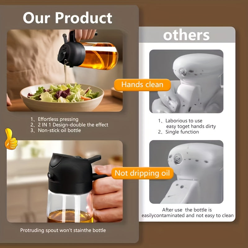 2-in-1 Precision Oil Control Bottle: Spray/Dispense Dual Modes, Leak-Proof, Effortless, Hands-Free. V1102-PWYP001