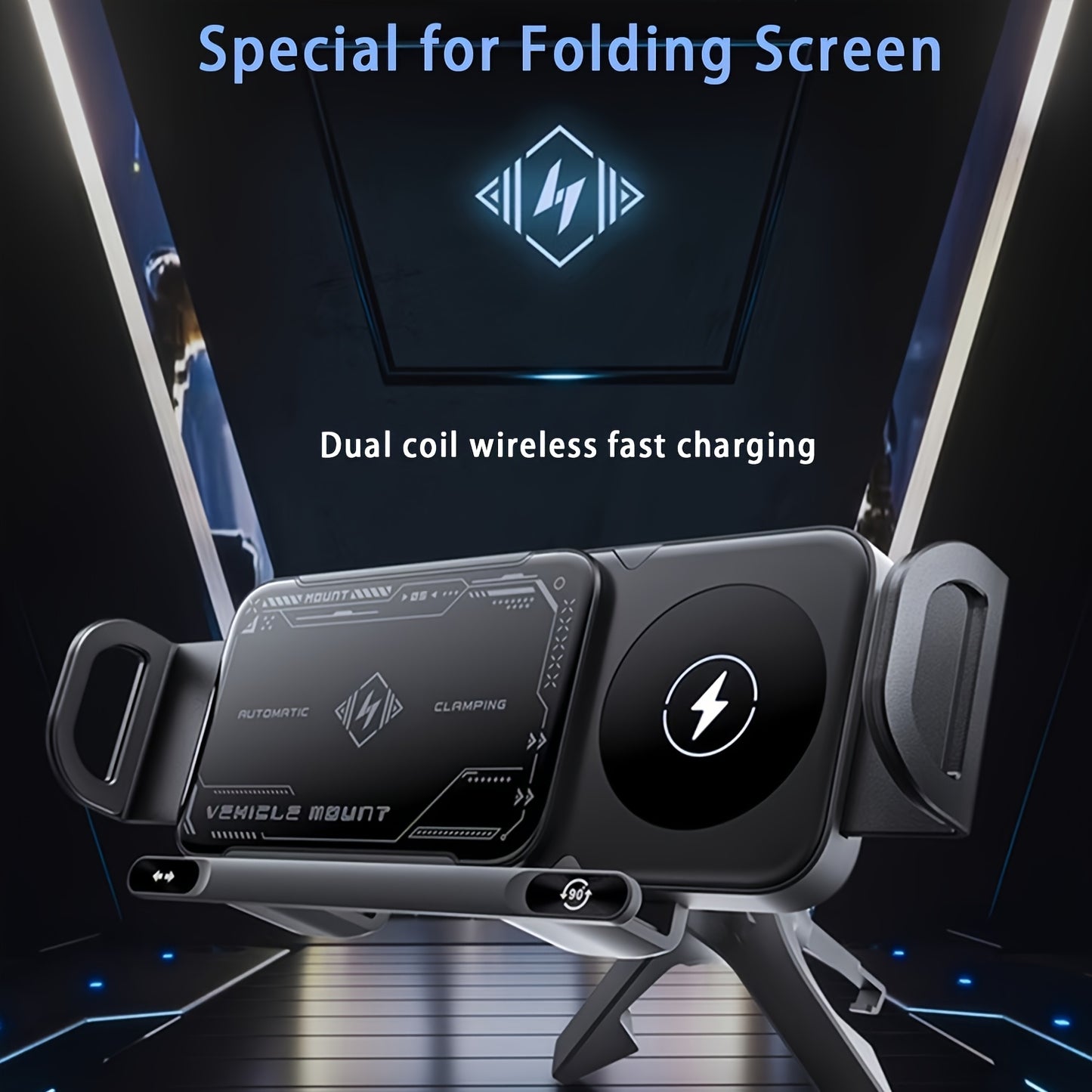 Smart Dual-Mode Rotating Stand: Foldable Design, Wireless Fast Charging, Anti-Shake, One-Touch Auto Rotation V1102-QCZJ001
