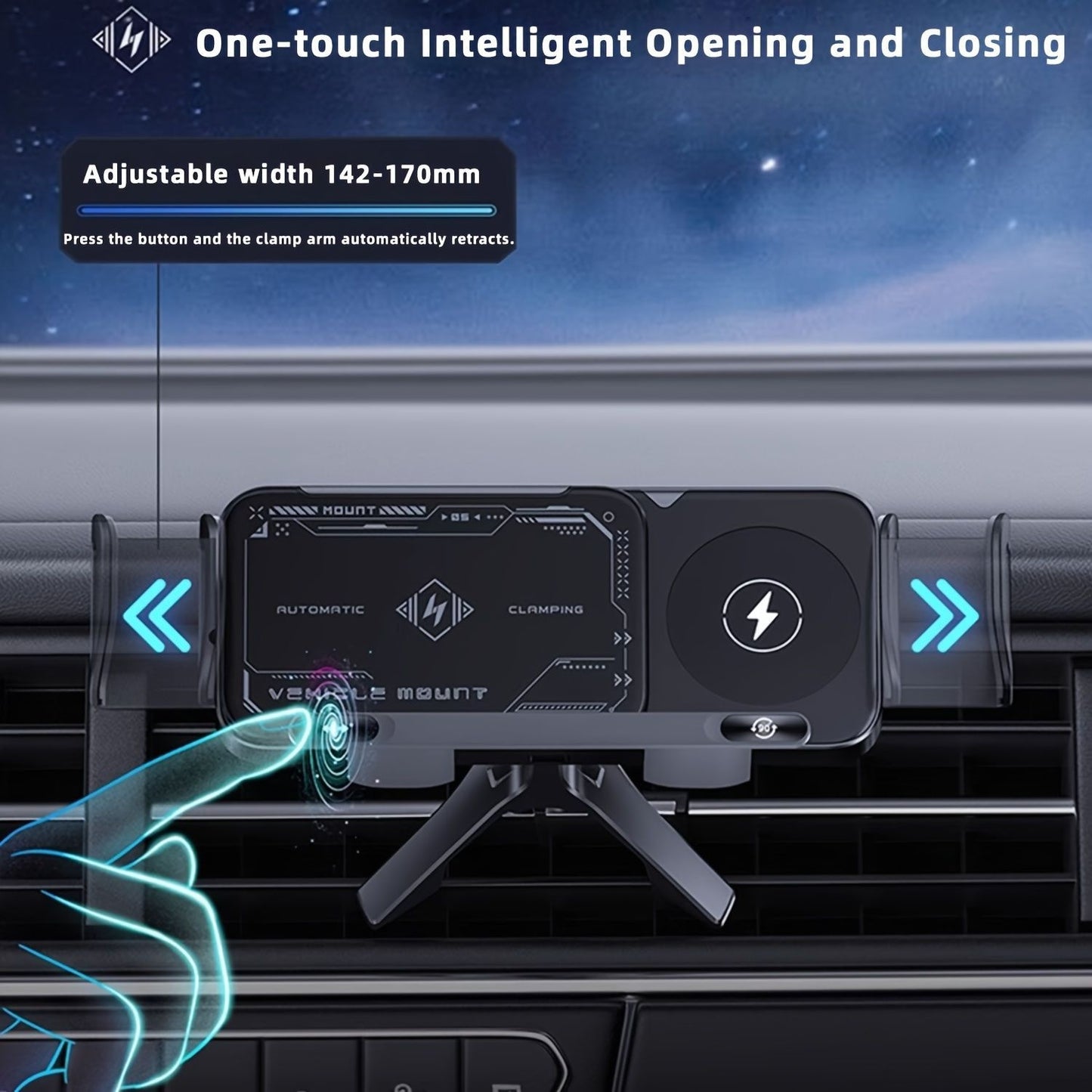 Smart Dual-Mode Rotating Stand: Foldable Design, Wireless Fast Charging, Anti-Shake, One-Touch Auto Rotation V1102-QCZJ001