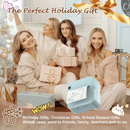 (White)Inkless Sticker Printer Mini Thermal Printer with Roll Thermal Paper, Wireless Pocket Printer, Smart V1102-RMDYJ002