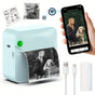 (Blue)Inkless Sticker Printer Mini Thermal Printer with Roll Thermal Paper, Wireless Pocket Printer, Smart V1102-RMDYJ004