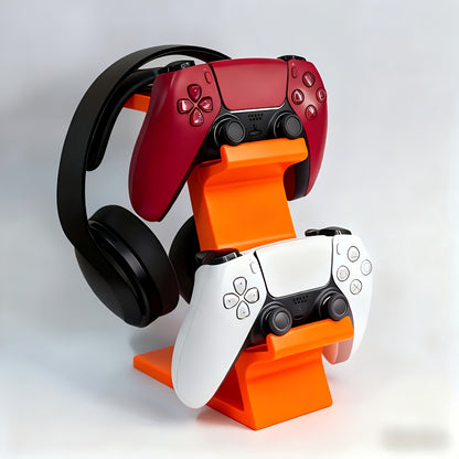 black 3-in-1 PS5 and Xbox Controller Stand - Compatible with PlayStation 5/Xbox Consoles. A gaming desktop V1102-SBZJ001
