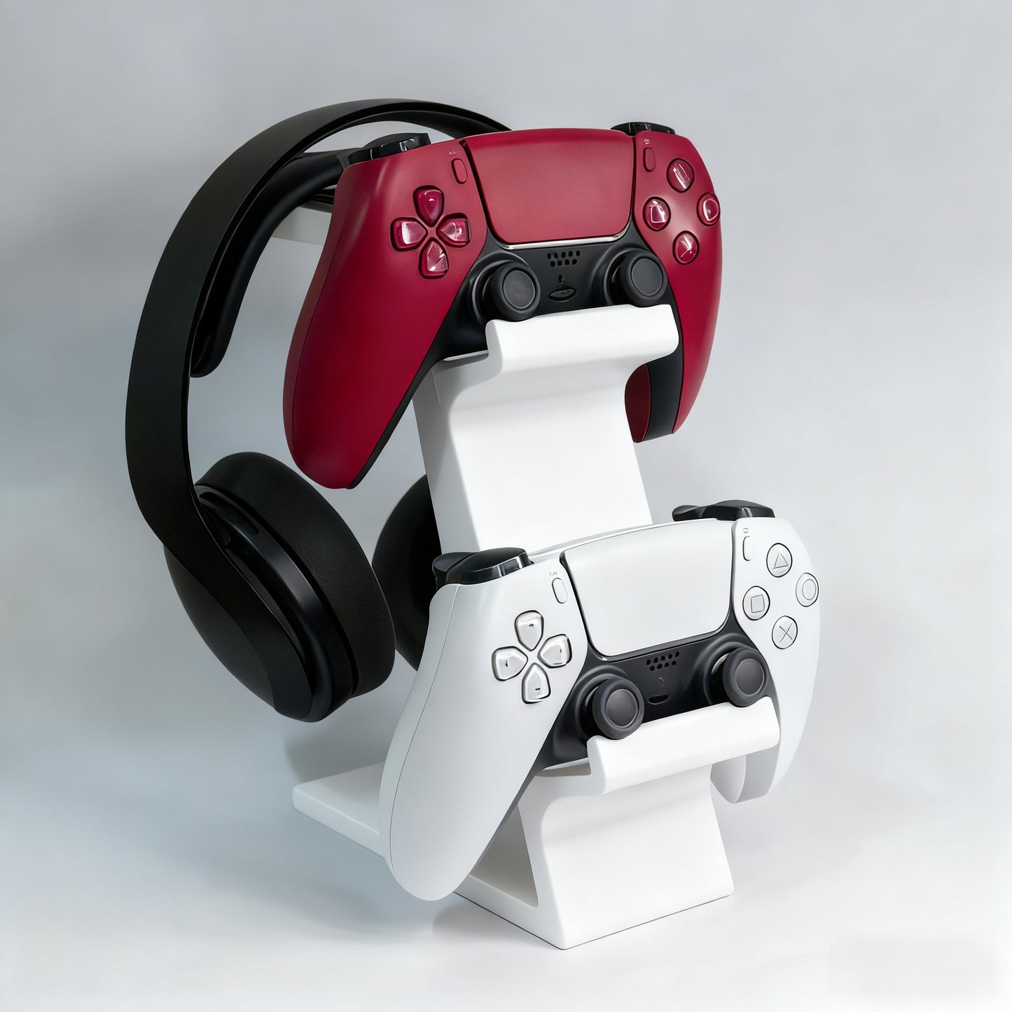 WHITE 3-in-1 PS5 and Xbox Controller Stand - Compatible with PlayStation 5/Xbox Consoles. A gaming desktop V1102-SBZJ002