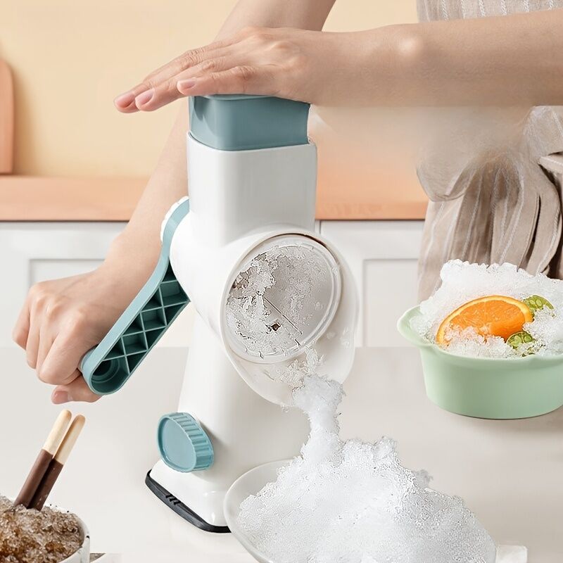 Three-Step Hand-Crank Ice Crusher|Transparent Ice Box for Visible Operation, Anti-Slip Effort-Saving Design, V1102-SCZBJ001