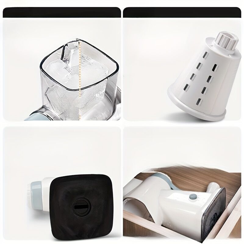 Three-Step Hand-Crank Ice Crusher|Transparent Ice Box for Visible Operation, Anti-Slip Effort-Saving Design, V1102-SCZBJ001