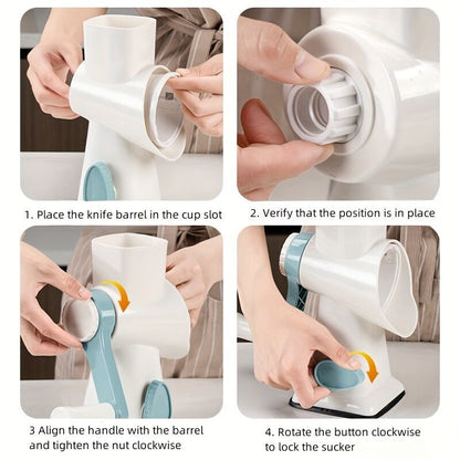 Three-Step Hand-Crank Ice Crusher|Transparent Ice Box for Visible Operation, Anti-Slip Effort-Saving Design, V1102-SCZBJ001