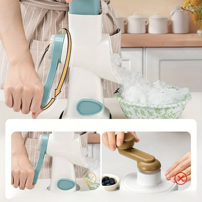 Three-Step Hand-Crank Ice Crusher|Transparent Ice Box for Visible Operation, Anti-Slip Effort-Saving Design, V1102-SCZBJ001