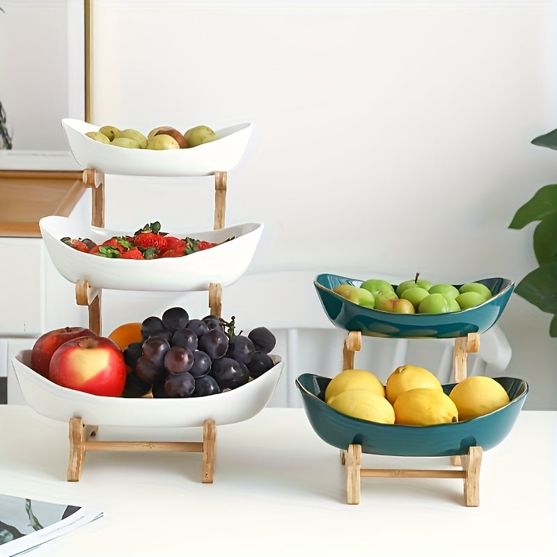 **Nordic-Style Three-Tier Extendable Fruit Tray | Creative Living Room Snack Stand, Adjustable Height, V1102-SGTP002