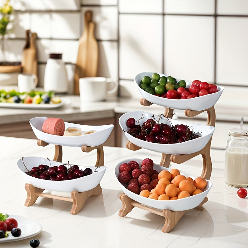 **Nordic-Style Three-Tier Extendable Fruit Tray | Creative Living Room Snack Stand, Adjustable Height, V1102-SGTP002