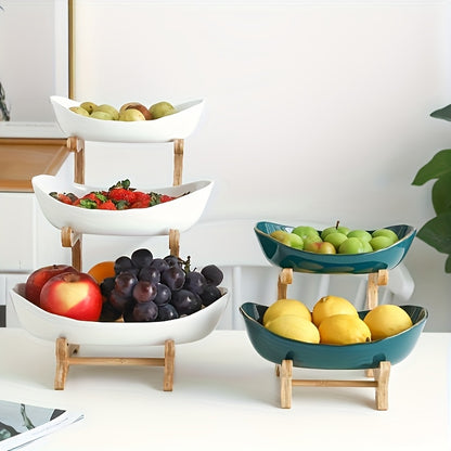 **Nordic-Style Two-Tier Extendable Fruit Tray | Creative Living Room Snack Stand, Adjustable Height, V1102-SGTP2F001