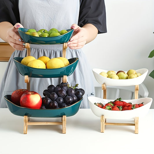 **Nordic-Style Two-Tier Extendable Fruit Tray | Creative Living Room Snack Stand, Adjustable Height, V1102-SGTP2F002